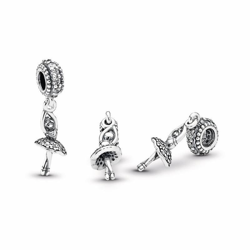 Pandora Ballerina Dangle Charm Ireland - Sterling Silver/Cubic Zirconia - 516739ITB